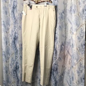NWT Roundtree & York Travel Smart Twill pants Flat Front Comfort Waist W38 L32